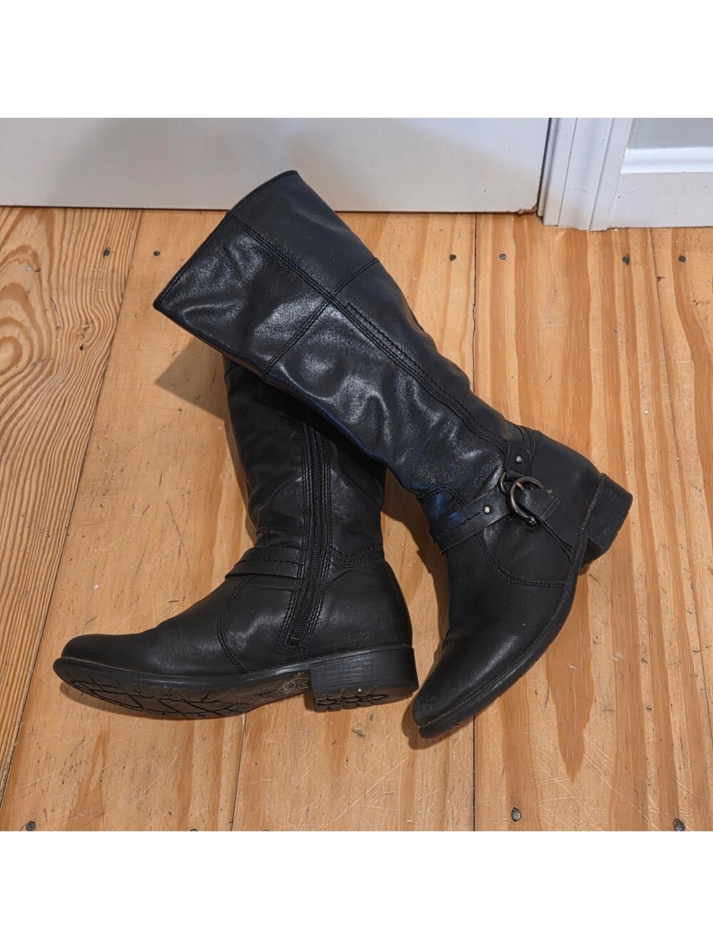 Clarks Black Leather Mid-Calf Riding Boots Size 8.5